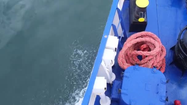 Weckruf Weitsichtige Spur Vom Boot Aus Meerwasser Tiefblau Spur Vom — Stockvideo