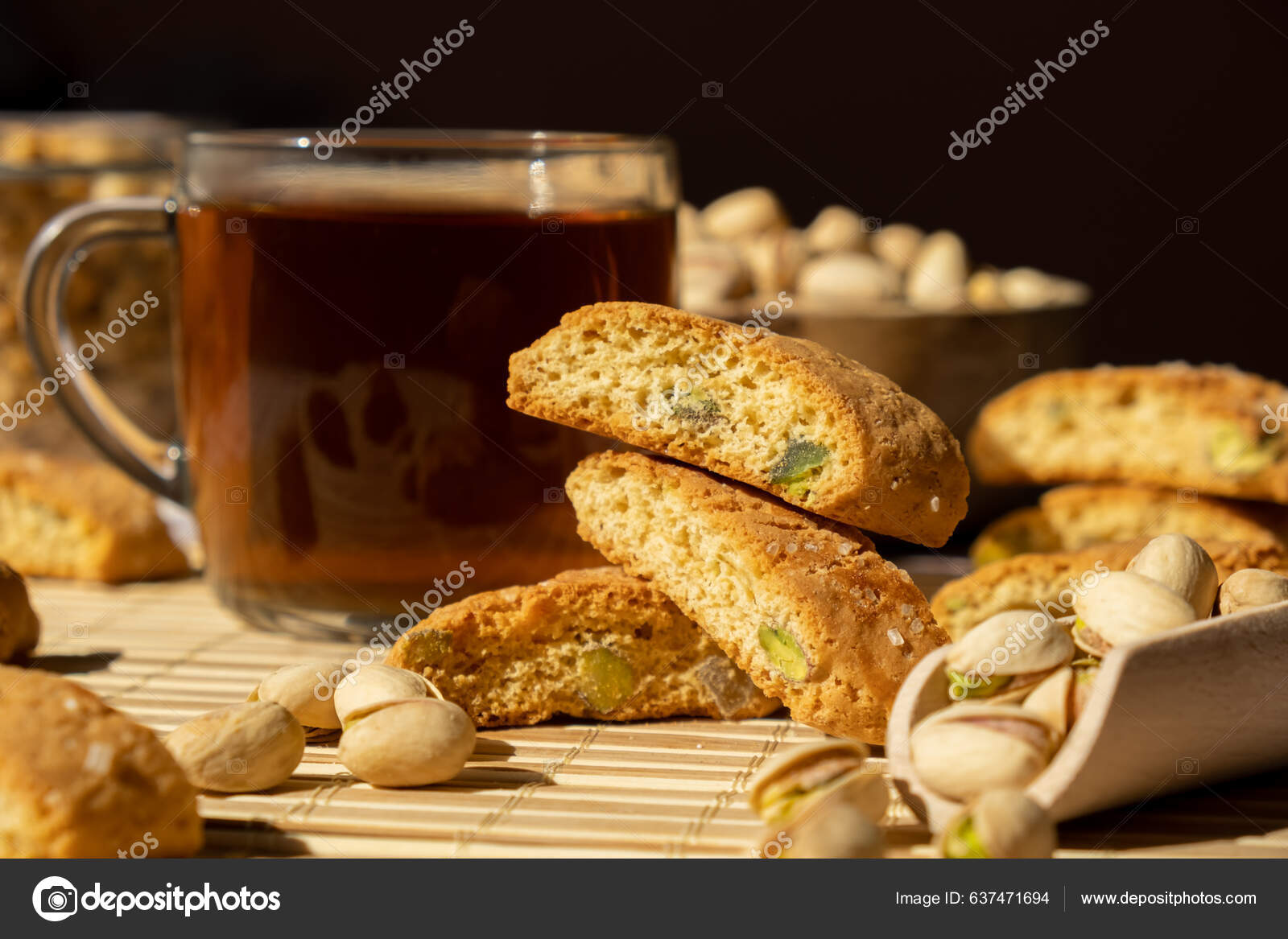 Biscotti Cantuccini Cookie Biscuits Pistachios Lemon Peel Shortbread