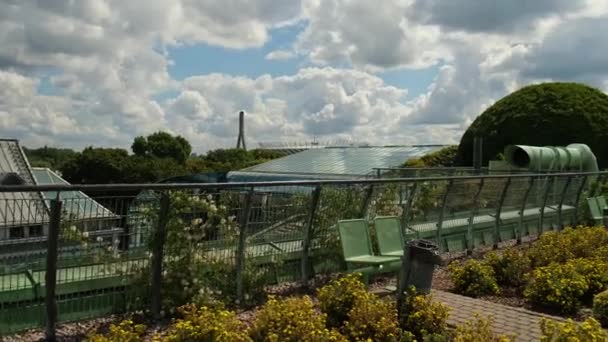 Botanical Garden Roof Warsaw University Library Modern Architecture Greenery One — Stok video