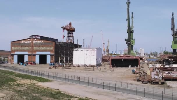 Gdansk Poland July 2022 Industrial Building Gdansk Shipyard Former Lenin — Stock Video