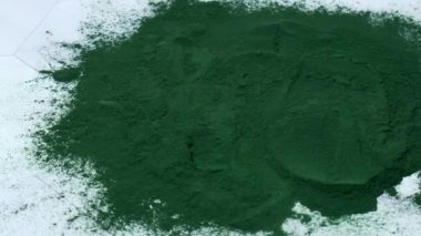 Blue-green algae Chlorella and spirulina powder. Super powder. Natural supplement of algae. Detox superfood drink cocktail. Food supplement source of protein and beta carotene. Healthy food 