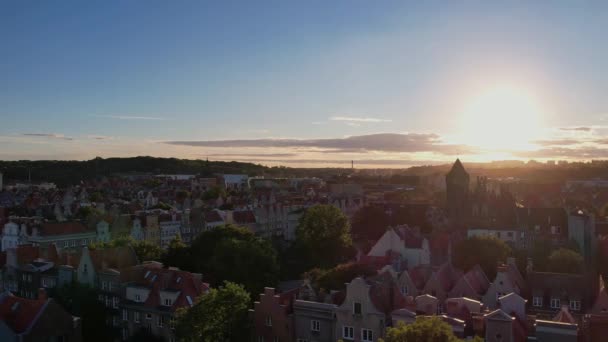 Hermosa Arquitectura Del Casco Antiguo Gdansk Polonia Día Soleado Vista — Vídeo de stock