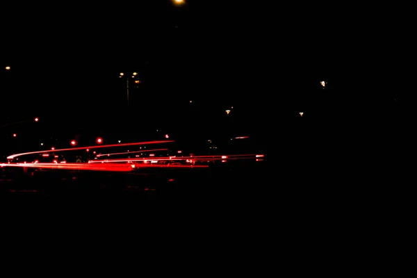Světla Aut Noci Pouliční Světla Night Highway City Dlouhá Fotografická — Stock fotografie