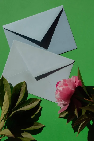 Greeting Invitation Card Mockup Envelope Blank Paper Card Copy Space — Stok fotoğraf