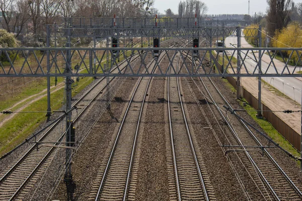 Railway Station Reconstructed Modern Railway Infrastructure Way Forward Railway Train — Stock Photo, Image