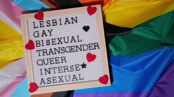 Lgbtqia Description Frame Rainbow Lgbtqia Flag Made Silk Material Lesbian — Stockvideo