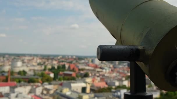 Bydgoszcz Desde Mostrador Observación Torre Agua Vista Aérea Del Centro — Vídeo de stock