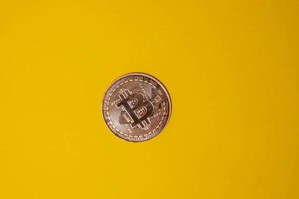 Bitcoin Moeda Ouro Conceito Negociação Mineração Dinheiro Dourado Btc Internet — Fotografia de Stock