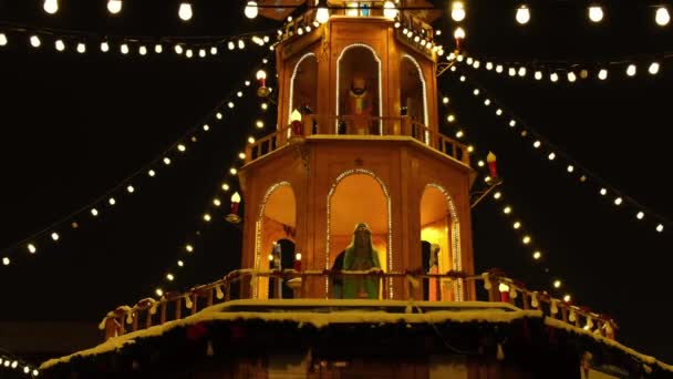 Vakantiedecoraties Van Kolenmarkt Targ Weglowy Plein Gdansk Polen Mooie Kerstmarkt — Stockvideo