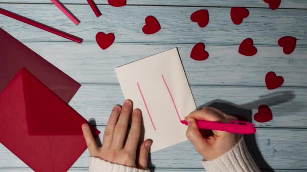 Stop Motion Dia Dos Namorados Instruções Para Fazer Cartões Namorados — Vídeo de Stock