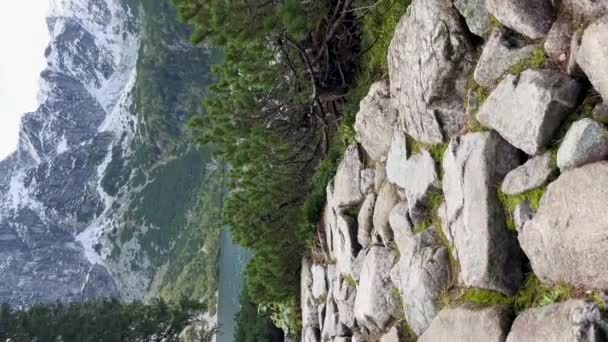 Morskie Oko Lake Cabane Montagne Enneigée Dans Les Montagnes Tatry — Video