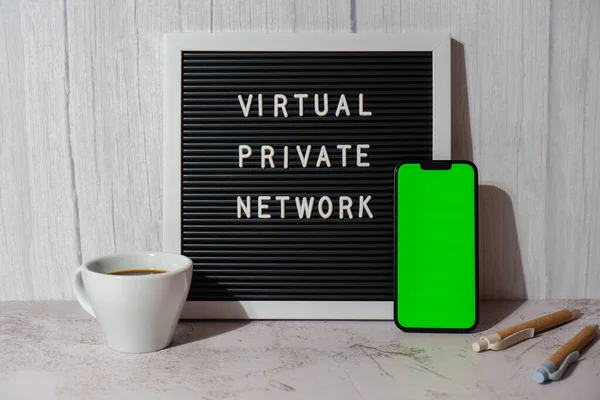 Briefkasten Mit Text Virtuelle Private Network Vpn Mit Handy Chroma — Stockfoto