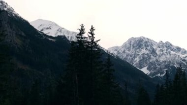 Winter snowy mountain peaks. Snow-covered mountains in Zakopane, Poland. Majestic Mountain Peaks Golden Hour Winter Wonderland. Idyllic arctic landscape. Adventure, travel background concept. 