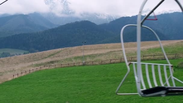 Chair Lift View Autumn Mountains Cable Chair Ski Lift Zakopane — Stockvideo