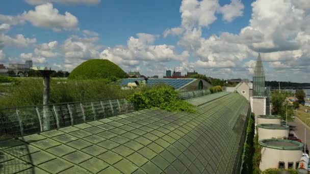 Botanical Garden Roof Warsaw University Library Modern Architecture Greenery One — Vídeos de Stock