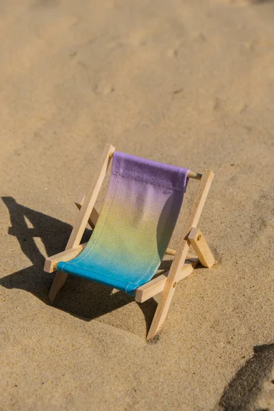 Sunny Holidays Beach Sand Beach Accessories Sun Lounger Stand Sea — Foto Stock