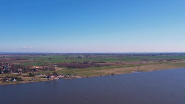 Dron Lotu Ptaka Wpada Morza Delta Wisły Płynie Morzu Bałtyckim — Wideo stockowe