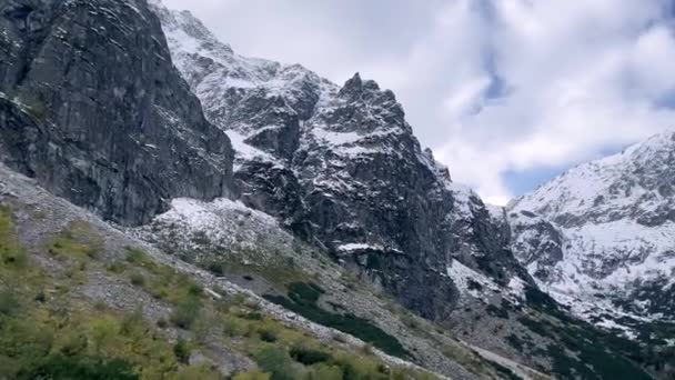 Morskie Oko Lake Snowy Mountain Hut Polish Tatry Mountains Zakopane — Stock Video
