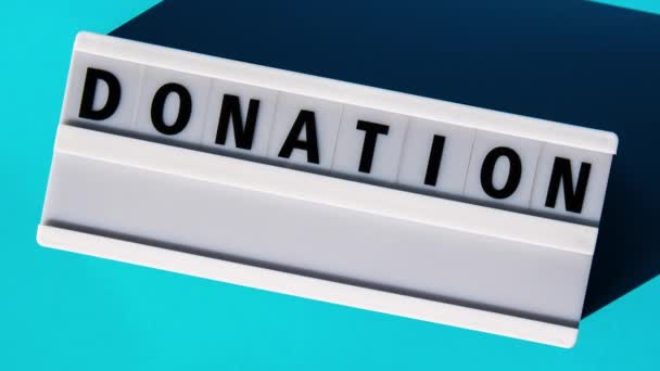 Přiblížit Lightbox Textem Donation Motivační Slova Citace Koncept Barevné Žluté — Stock video