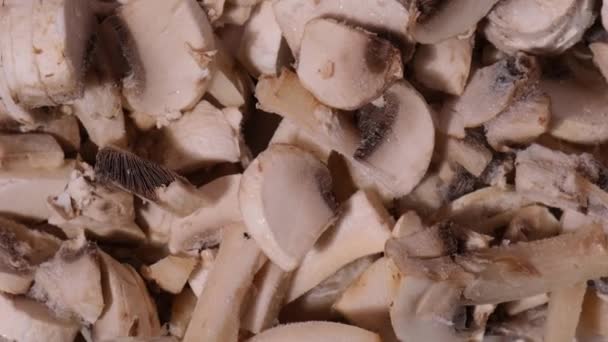 Comida Congelada Cortada Cogumelos Champignon Caseiro Conceito Colheita Stocking Vegetais — Vídeo de Stock