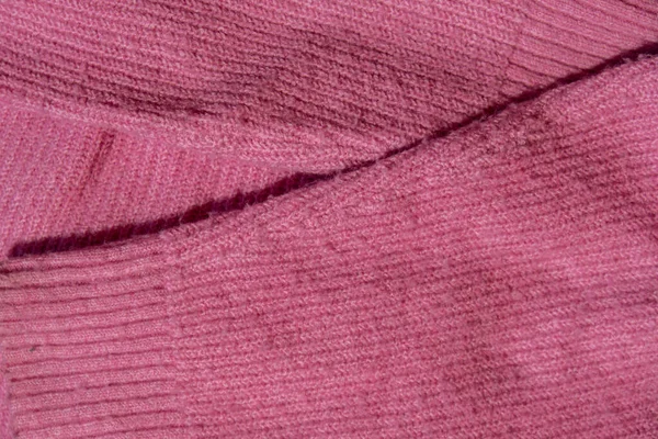 Litery Różowym Swetrze Sweter Akrylowy Lub Wełniany Przed Czyszczeniem Zbierał — Zdjęcie stockowe