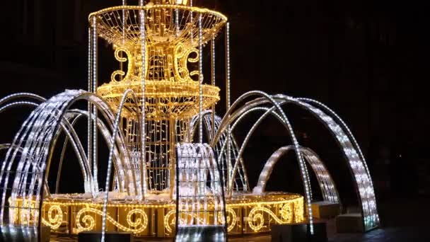 Vacaciones Calle Decorada Iluminada Por Noche Gdansk Polonia Hermosa Feria — Vídeos de Stock