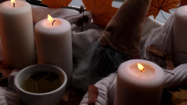 Díkůvzdání Hello Podzim Halloween Koncept Oslavy Podzimních Prázdnin Útulném Domově — Stock video