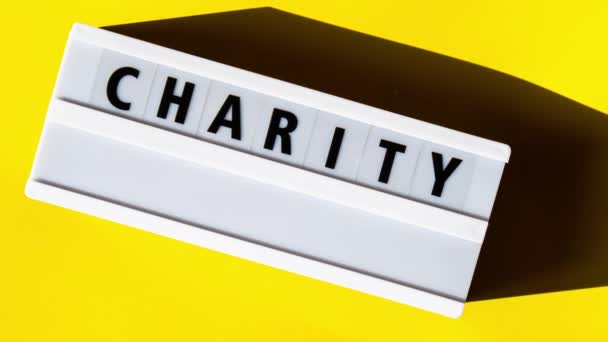 Amplie Lightbox Com Texto Charity Palavras Motivacionais Citações Conceito Fundo — Vídeo de Stock