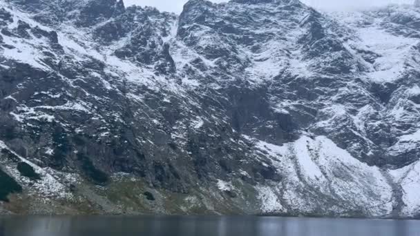 Czarny Staw Pod Rysamy Black Pond Lake Morskie Oko Snowy — Αρχείο Βίντεο