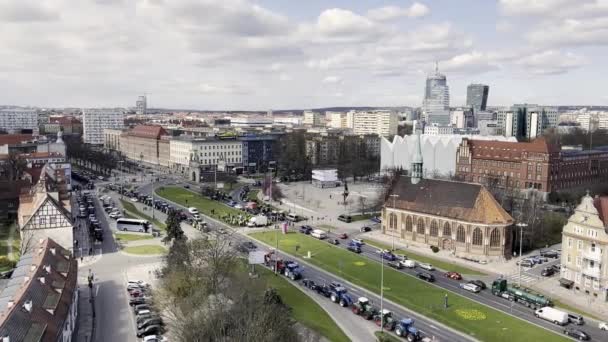 Szczecin Polonia Abril 2023 Huelga Hilera Tractores Agrícolas Los Agricultores — Vídeo de stock
