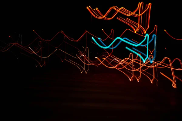 Long Exposure Light Painting Photography Multi Color Swirl Effect Black — 스톡 사진
