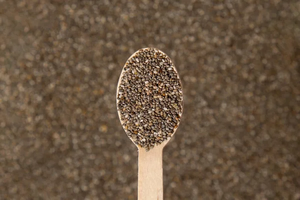 Chia Seeds Wooden Spoon Healthy Superfood Rich Omega Fatty Acids — Stock Photo, Image