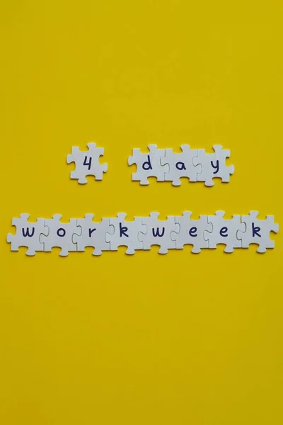 Daagse Werkweek Symbool Puzzels Vier Daagse Werkweek Concept Moderne Aanpak — Stockfoto