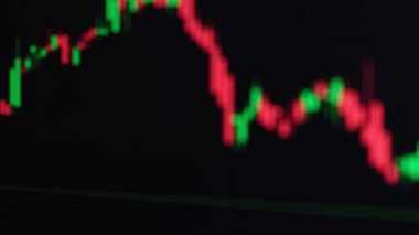 TimeLapse Kusursuz Döngüsü 4k içinde Borsa Çizelgesi Mum Grafiği 'nin odaklanmamış arka planı. Şifreli döviz şeması çevrimiçi. Fiyat evrimi verileriyle Bitcoin ticareti. Yatırım komisyoncusu