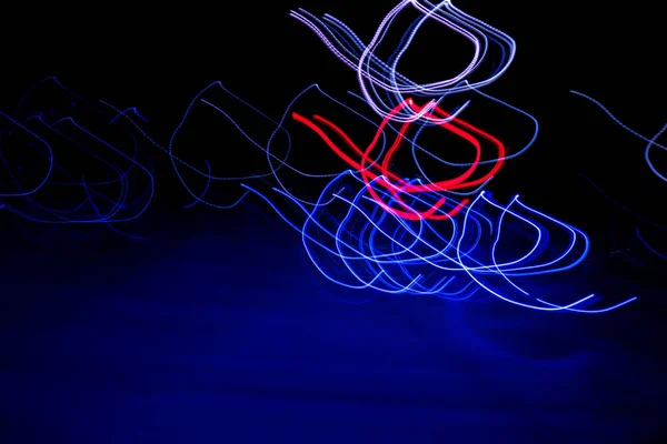 Long Exposure Light Painting Photography Multi Color Swirl Effect Black — Stock Photo, Image