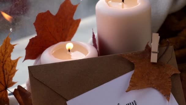Autumn Vibes Text Greeting Card Concept Celebración Las Vacaciones Otoño — Vídeos de Stock