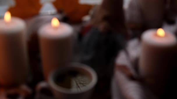 전통적 추수감사절 과헬로우 할로윈 개념은 하이힐 심미적 분위기가 아름다운 가을의 — 비디오