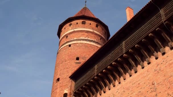 Old Teutonic Castle Olsztyn Gothic Crusaders Castle Tourist Attraction Eastern — Stock Video