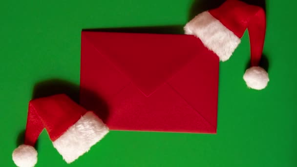Zoom Arrière Chapeau Père Noël Avec Enveloppe Note Papier Vide — Video
