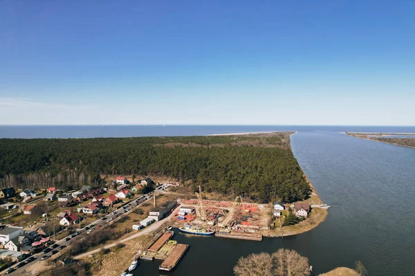 Sobieszewo Adası Ndaki Yat Marinası Lkbaharda Vistula Nehri Üzerinde Bulunan — Stok fotoğraf