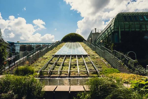 Botanická Zahrada Střeše Varšavské Univerzity Knihovna Moderní Architektury Zeleně Udržitelná — Stock fotografie
