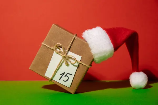 Oryginalny Kalendarz Adwentu Boże Narodzenie Prezent Koncepcja Przygotowania Świąt Rodzinne — Zdjęcie stockowe