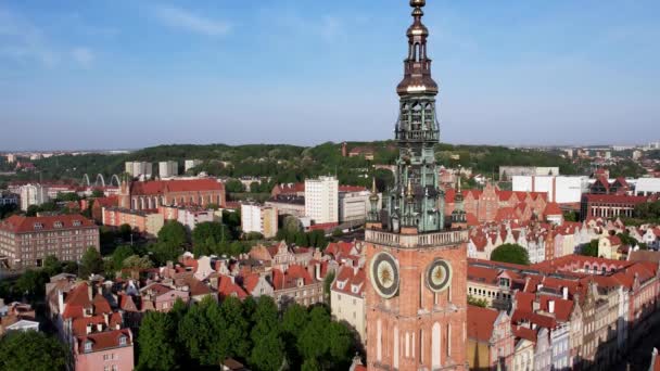 Katedra Marii Piękna Panoramiczna Architektura Starego Miasta Gdańsku Polska Wschodzie — Wideo stockowe