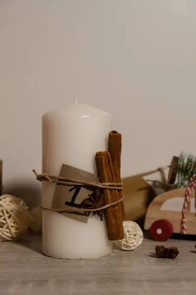 Kerzen Mit Adventskalender Leuchtkasten Mit Text Happy Hanukkah Traditional Burning — Stockfoto