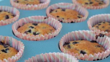 Taze pişmiş yaban mersinli kek. Lezzetli Tatlı Kek. Hamur işi ev yapımı tatlı. Çilekli turta ve silikon kek kutusu. Yeniden kullanılabilir silikon formlarda pişirilmiş organik dutlu sağlıklı vejetaryen kekleri.