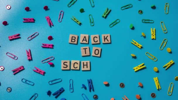 Time Lapse Back School Message Inscription Text Wooden Blocks Creative — Stock Video