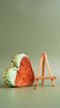 Matcha Green Tea aromalı Ganache 'nin üzerine taze kruvasan koyduğun için mutlu sabahlar. Eşsiz kalp şekilli fırın. Puf böreği, bayram aşkı hediyesi Sevgililer Günü hediyesi. Anlaşıldı.