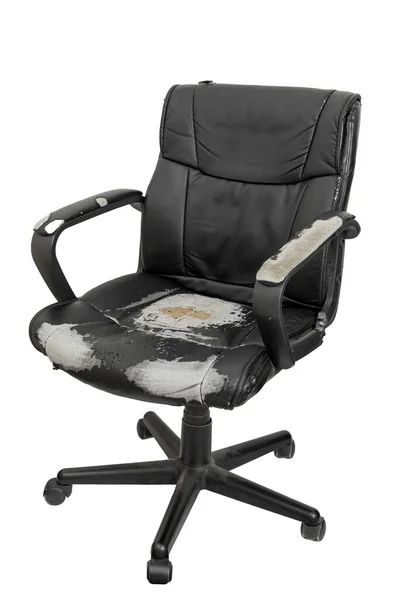Krzesło Biurowe Stare Noszone Przez Użytkownika Białym Tle — Zdjęcie stockowe
