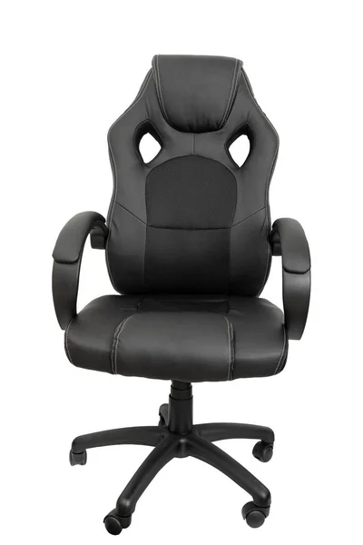 Gamer Chair Black Color White Background Front View — Stock Photo, Image