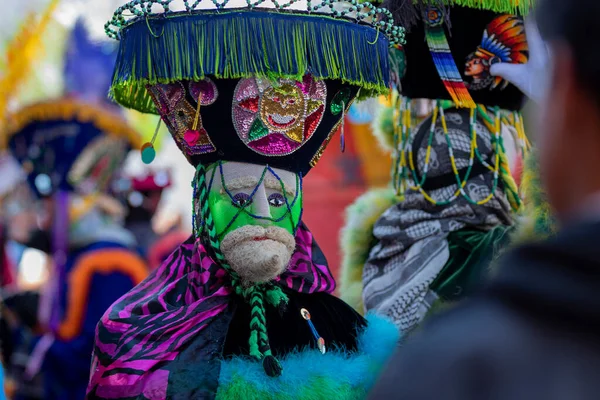Detailní Záběr Tanečnice Chinelo Která Tančí Karnevalu Mexiku — Stock fotografie